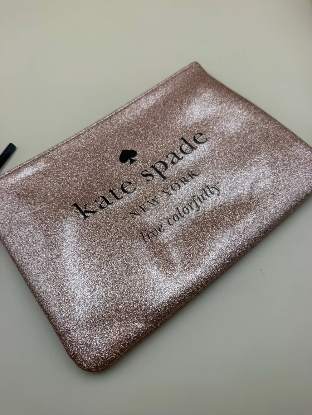 Kate Spade Holiday Drive Gia Rose Gold Glitter Pouch Clutch